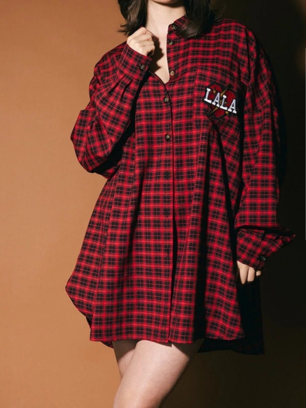 Dressed in LALA Red Black Plaid Button-Down Shirt - Picture 8 of 8